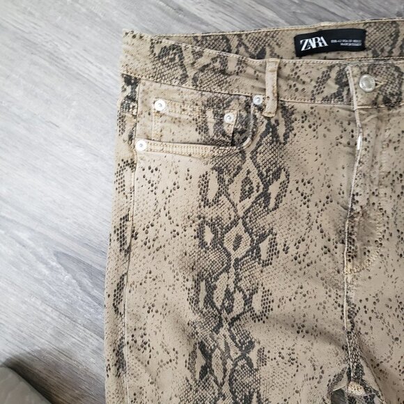 Zara * High Rise Python Print Skinny Jeans * Sz 10 - Picture 6 of 10
